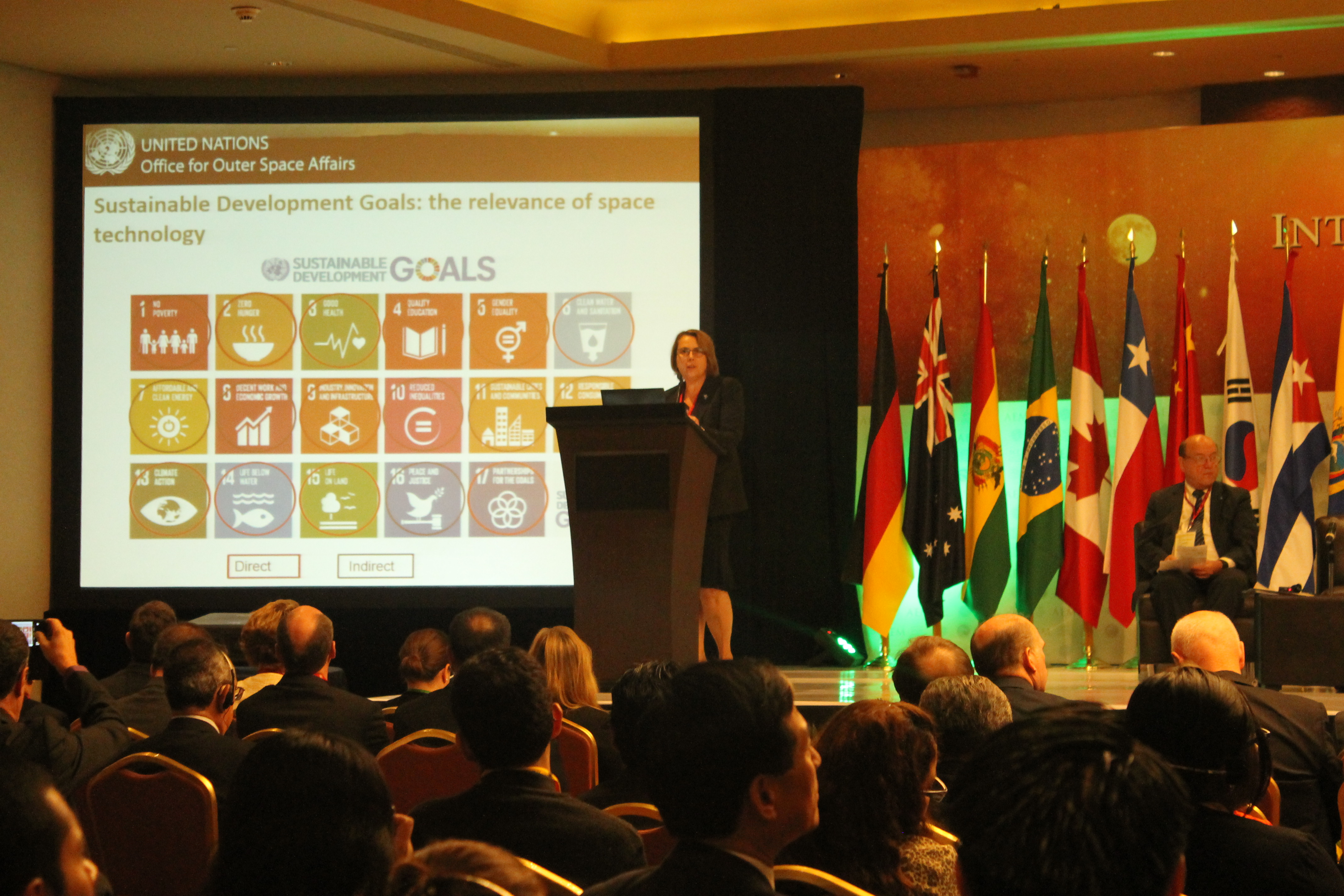 Simonetta Di Pippo delivering a keynote speech at the IAA Summit