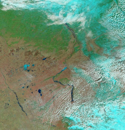 Flooding in Siberia. Photo: NASA